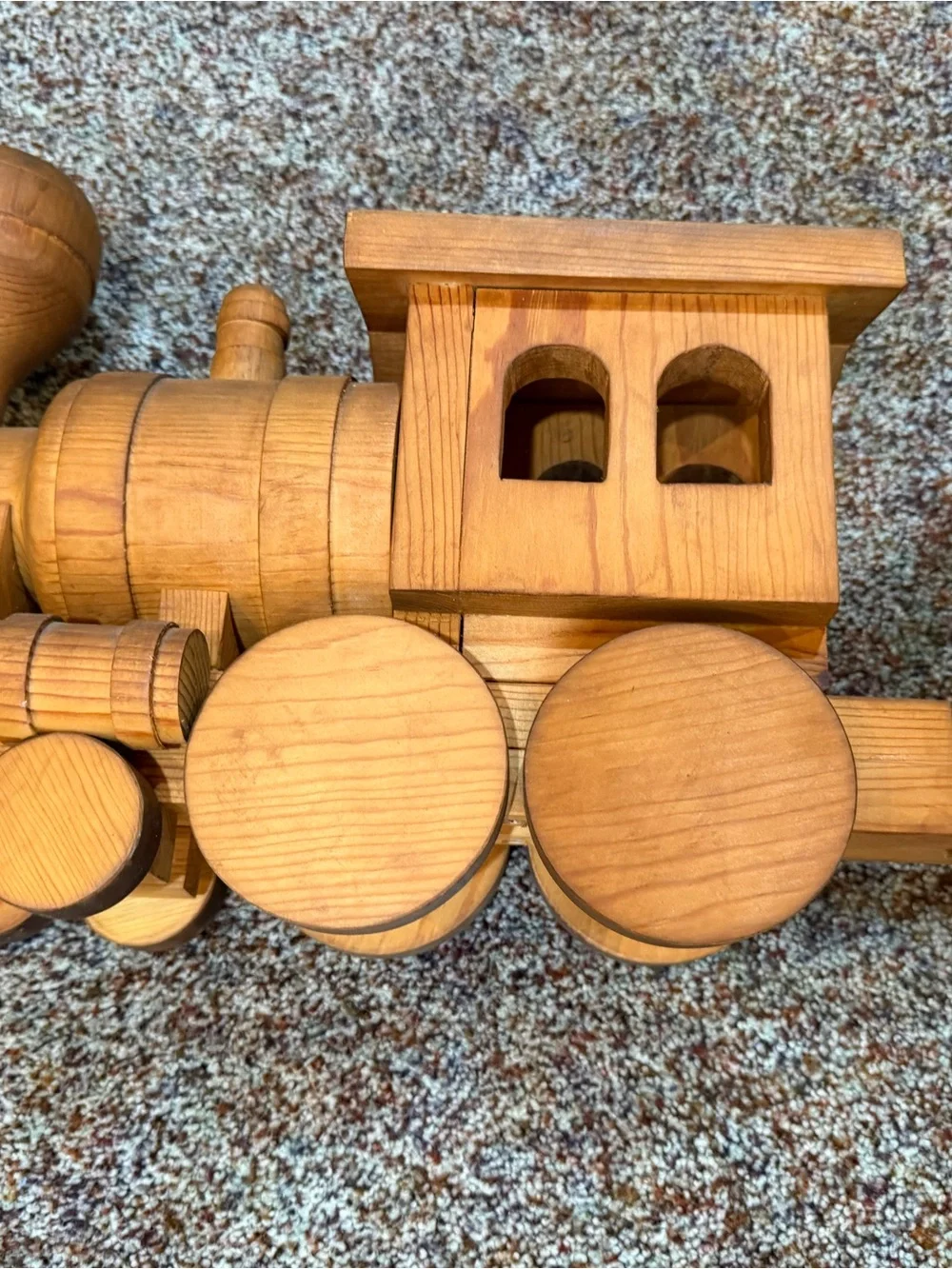 Handcrafted Natural Wood Toy Train Set - Brown Wooden Kids Train